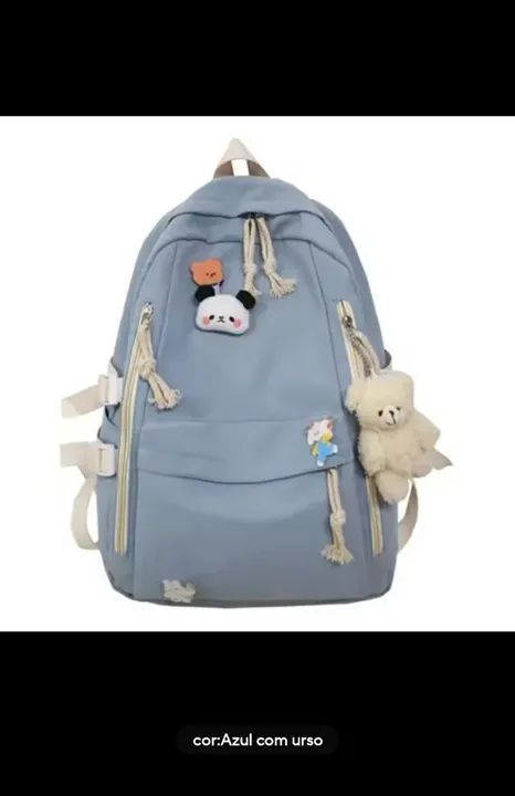 Mochila Feminina Rosa com Ursinho - Foto 3