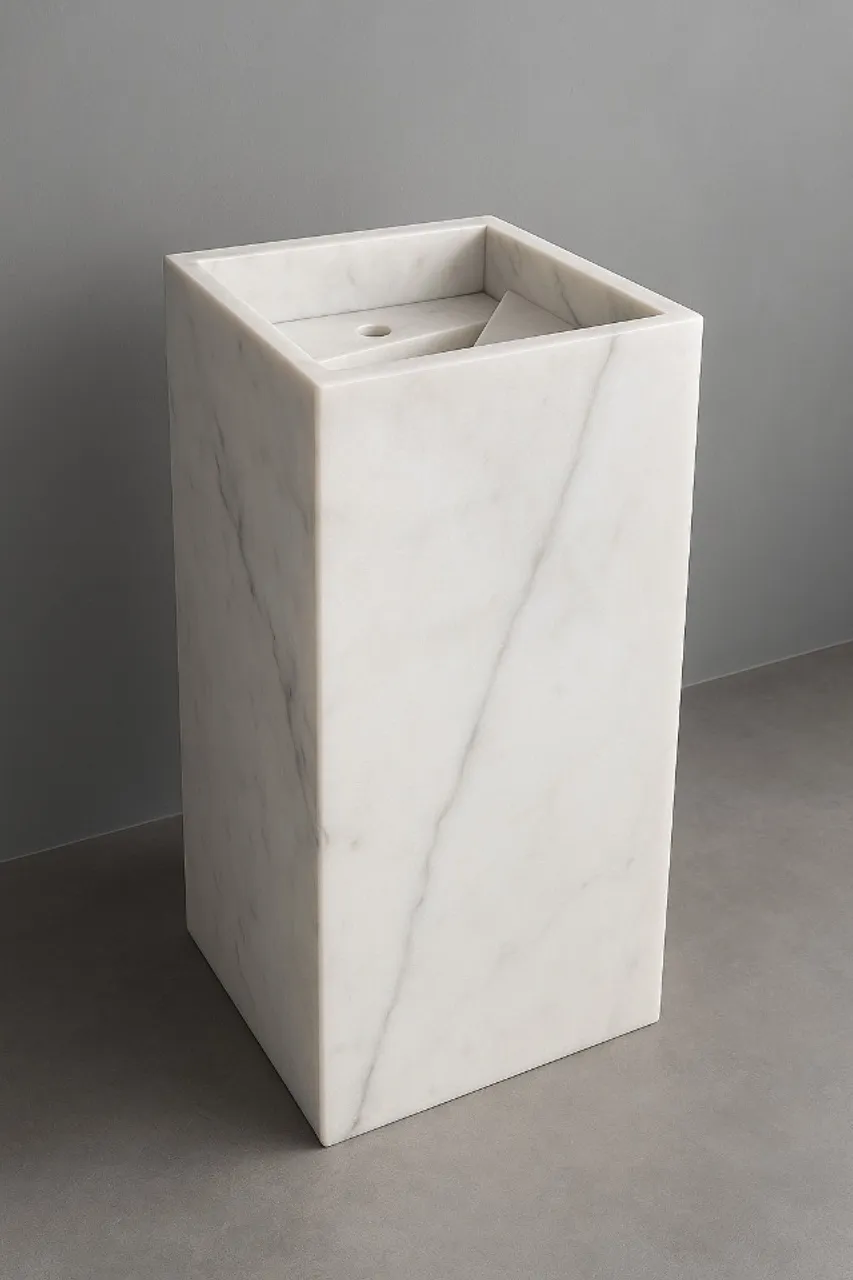 Pia de Mármore Branco - Design Moderno | Ótimo Estado