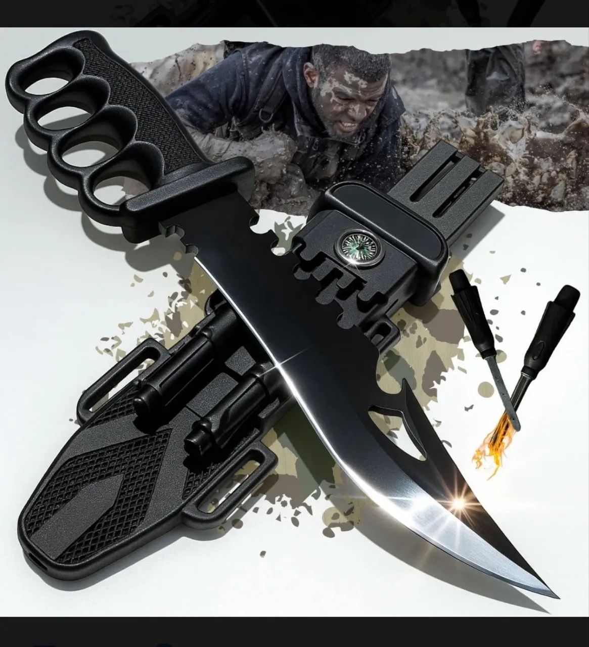 Faca Tática Militar - Presente Ideal para Pai, Amigo e Pescador - Foto 4