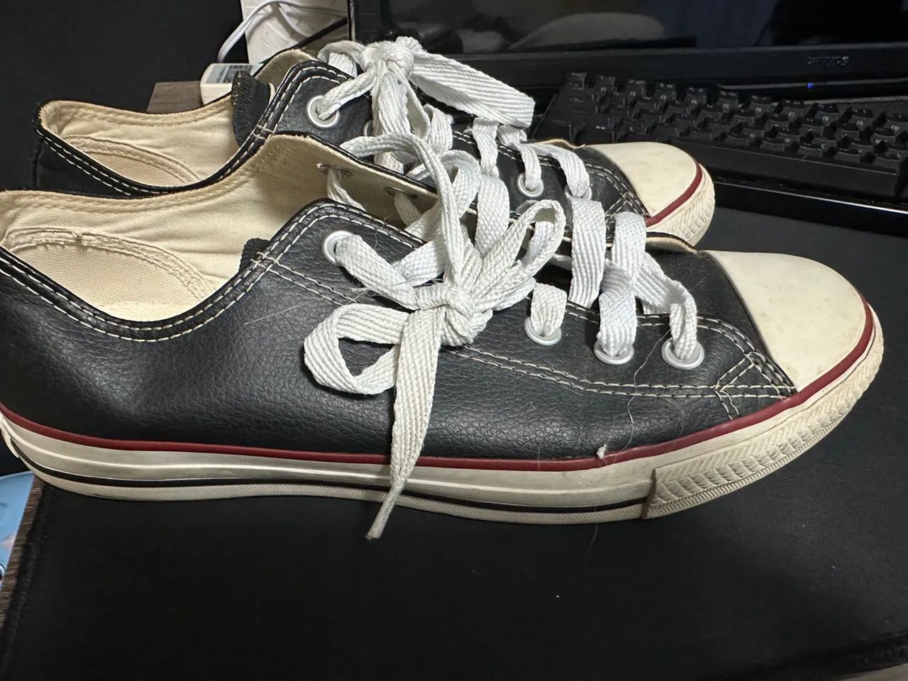 Converse All Star Preto Couro - Foto 4