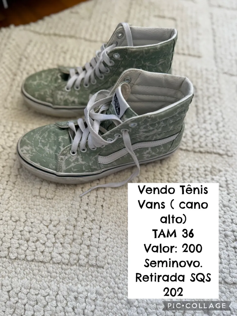 Tênis Vans cano alto verde - Tamanho 36