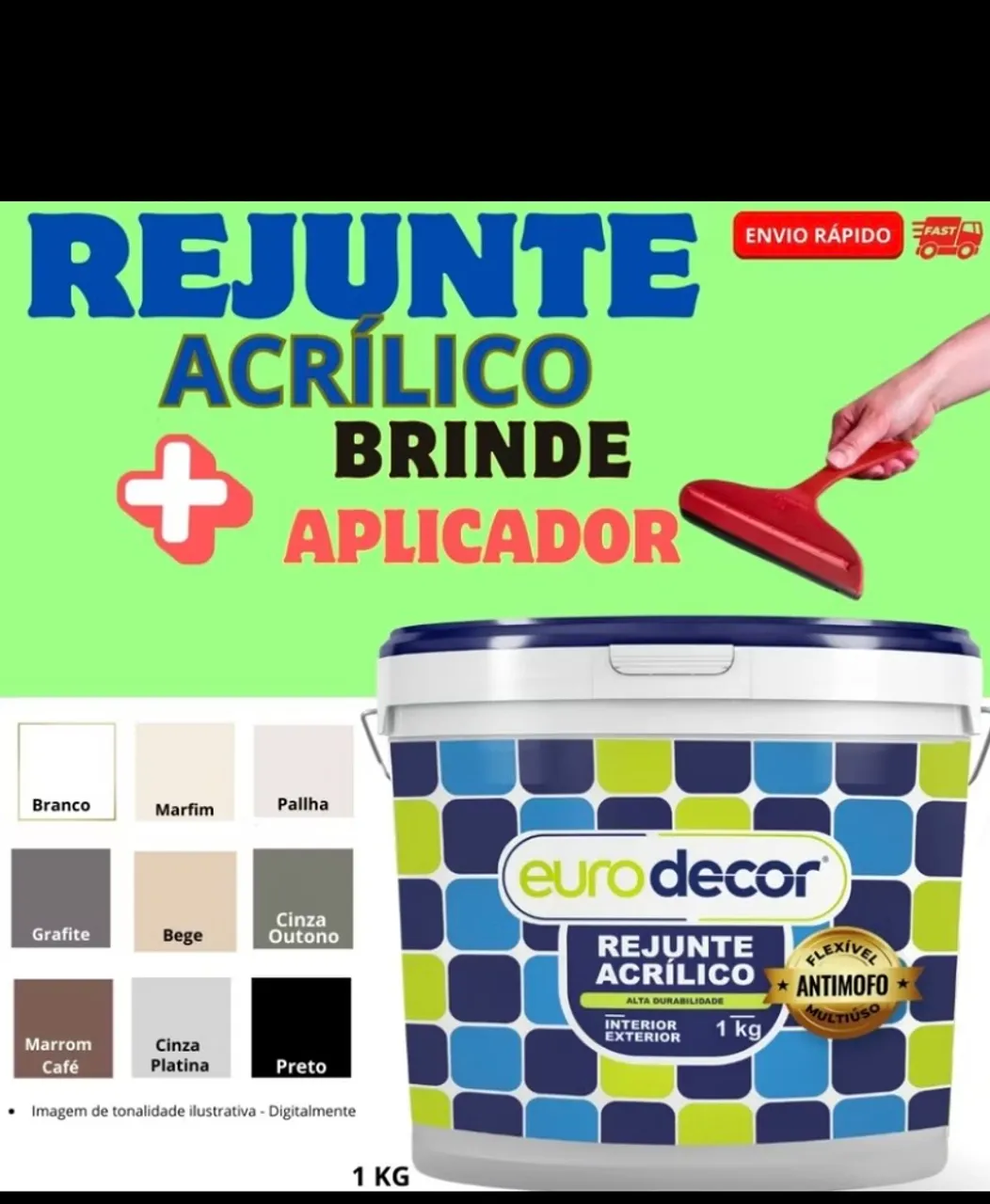 Rejunte Acrílico Eurodecor 2kg + Aplicador