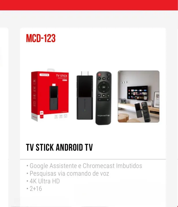 TV Stick Android TV 4K Ultra HD - Google Assistente e Chromecast