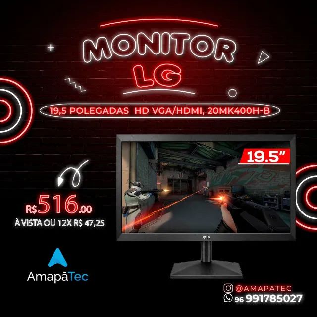 Monitor LG 19.5" HD 60Hz 2ms
