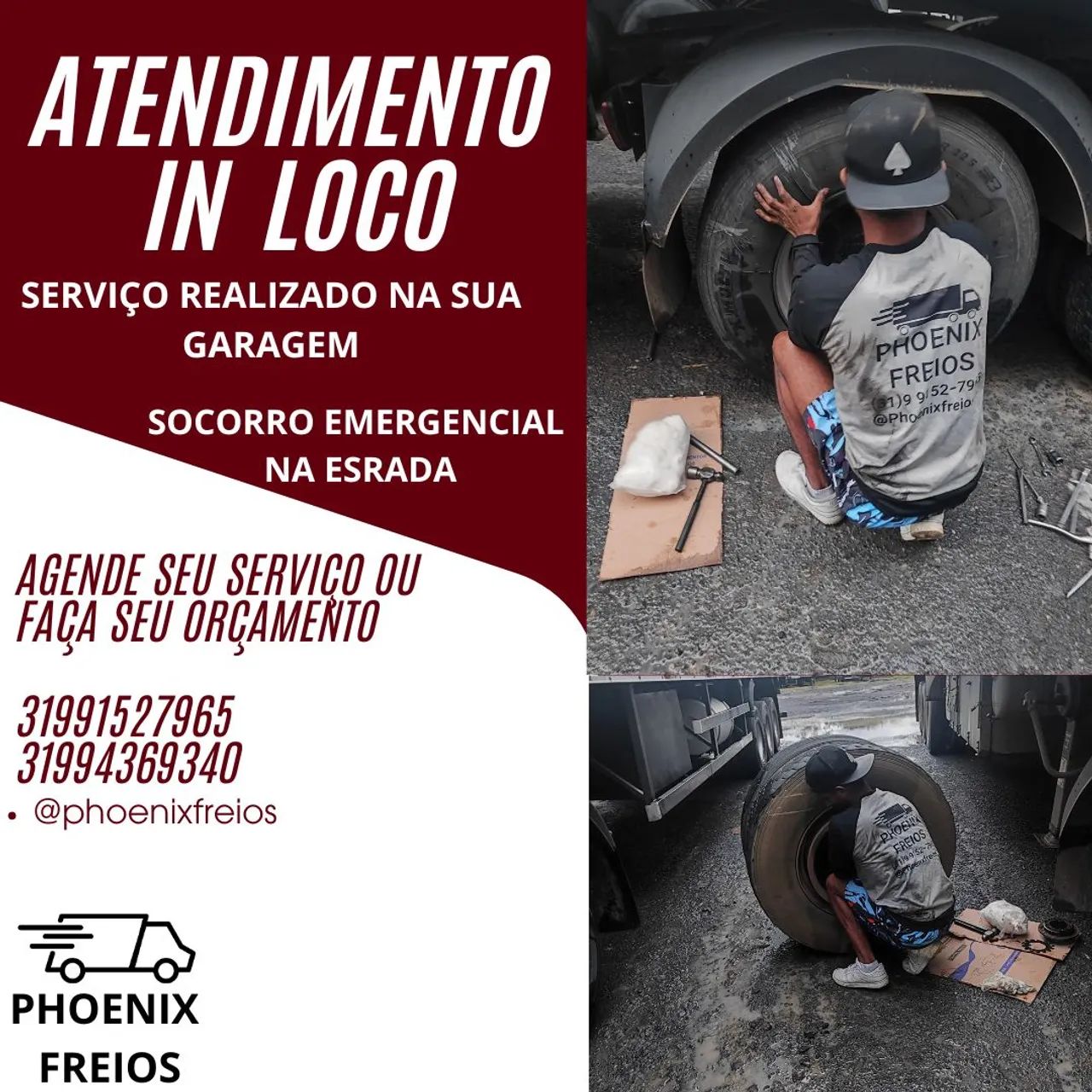 Mecânico freios e roda de caminhão 