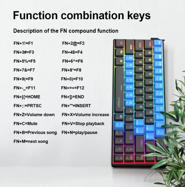 Teclado Mecânico Ultra Fino E-Yooso A68 RGB Switch Vermelho 68 Teclas Padrão BR - Foto 5