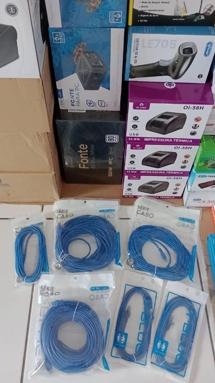 Cabo de Rede 3m 5m 10m 15m 20m 30m Azul Crimpado Montado Pronto - Foto 2