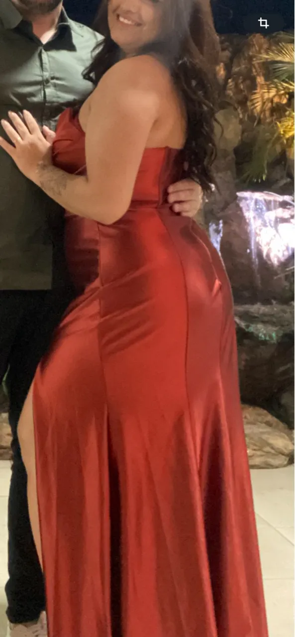 Vestido Terracota Longo com Fenda TAM GG 48
