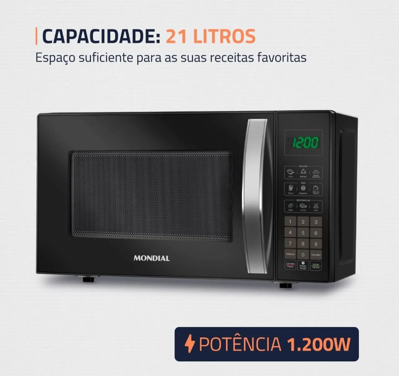 Micro-ondas Mondial 21 Litros 1.200W Preto