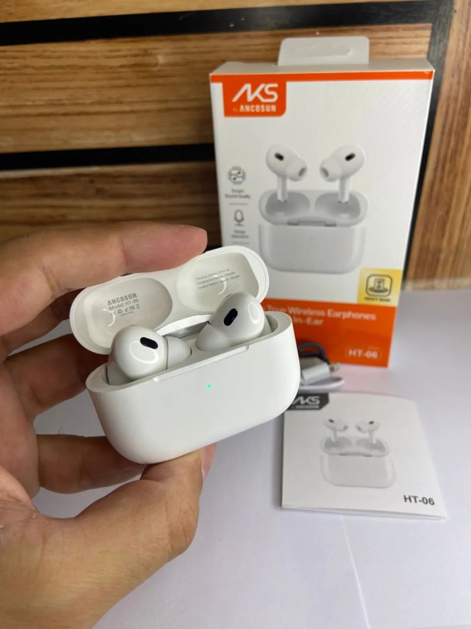 Fone de Ouvido Bluetooth Branco HT-06 Wireless AKS Ancosun an1