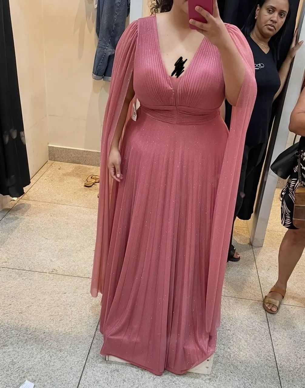 Vestido de Festa Plus Size Rosa Canela GG/50 Roupas Saúde