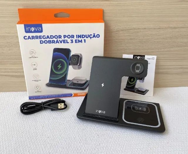 Carregador por Indução 3 em 1 Dobrável - Inova - CHAR-12527 - Foto 2