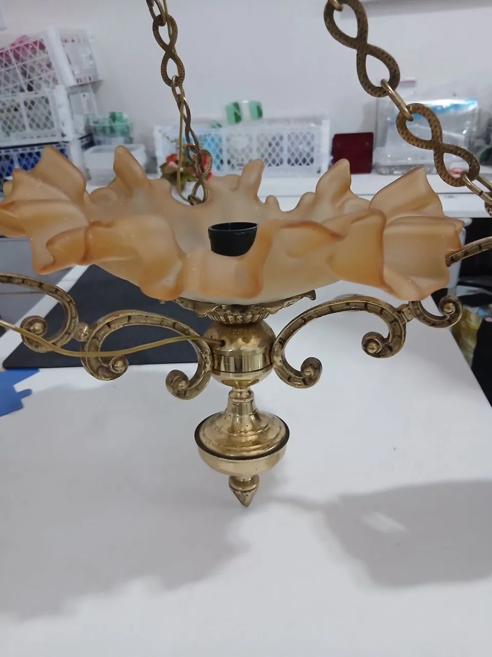 Lustre de bronze antigo retro - Foto 2