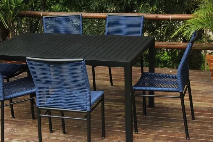 MESA RETANGULAR DE ALUMINIO + 6 CADEIRAS DE CORDA NÁUTICA  - Foto 2