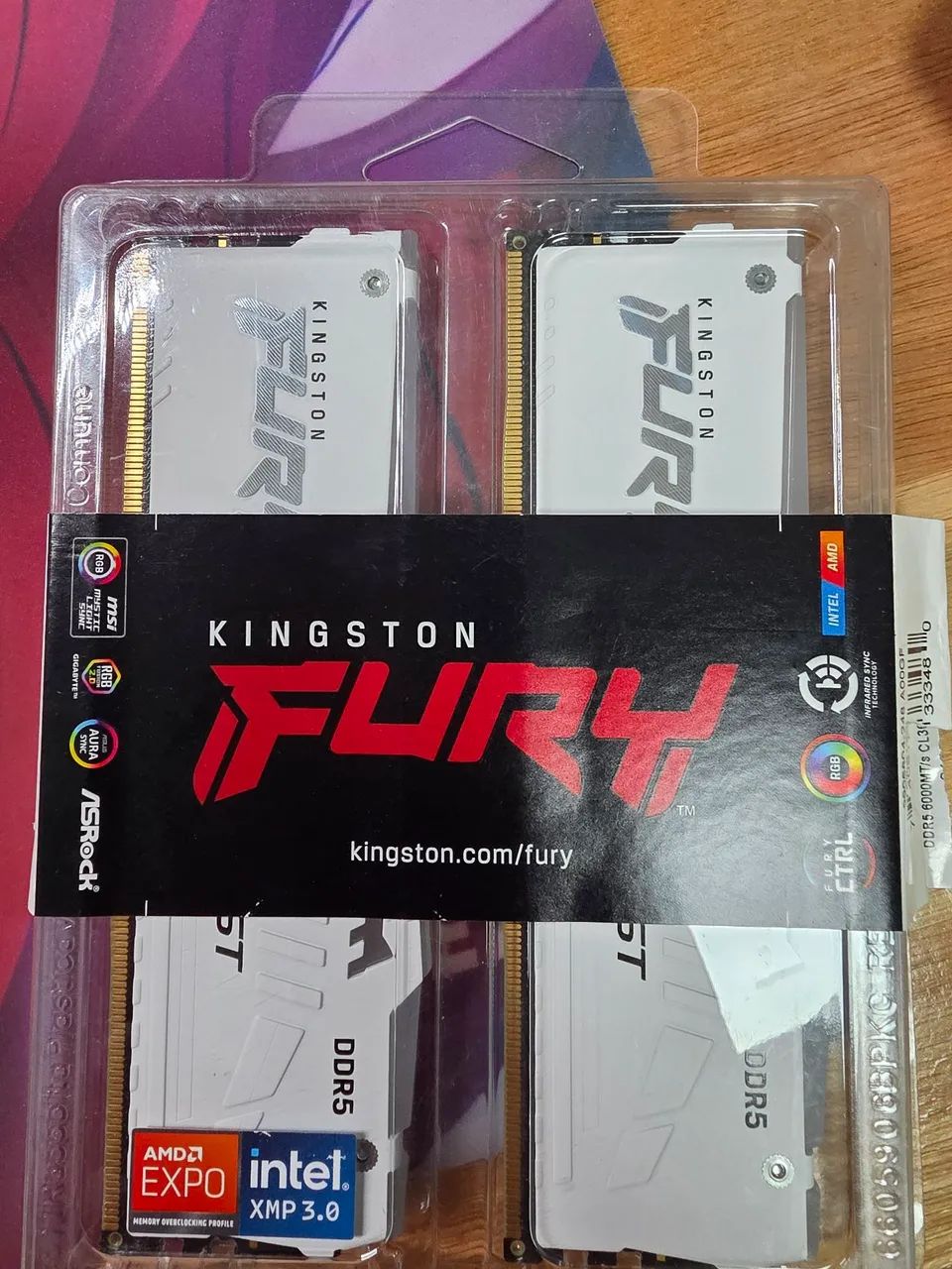 Memória Kingston Fury Beast DDR5 32GB (2x16GB) 6000MHz CL36 Branca