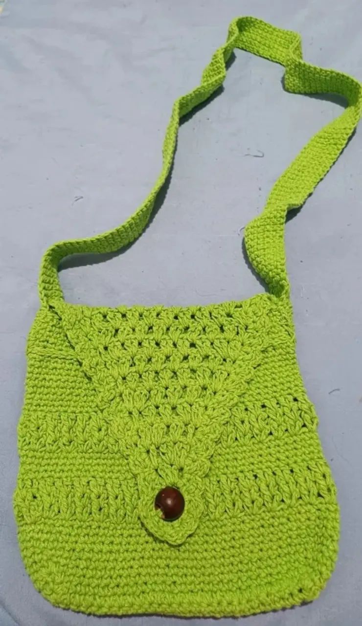 Bolsa de crochê verde - Foto 2