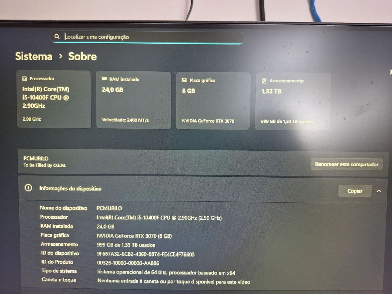 SETUP GAMER COMPLETO: RTX 3070, I5 10400F E 24GB DE RAM - Foto 3