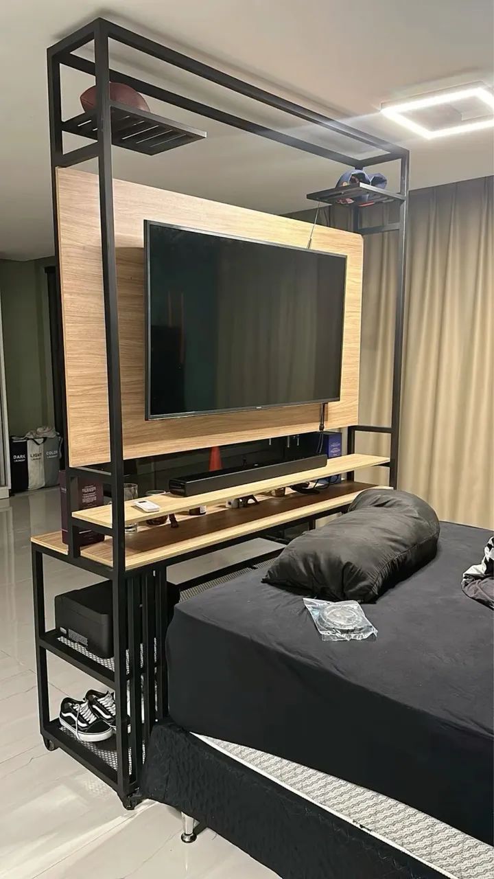 Rack industrial TV para quarto  - Foto 5