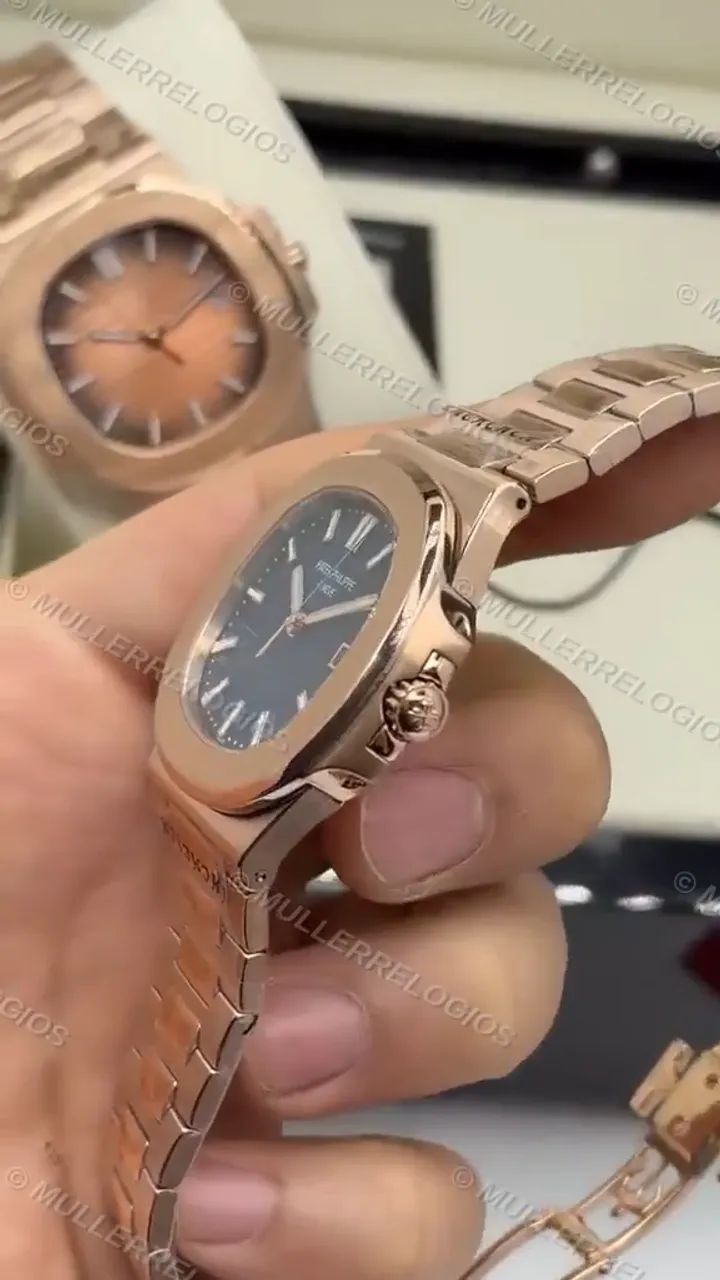 Patek Philippe Rosé Automático Base ETA + Caixa Completa - Foto 5