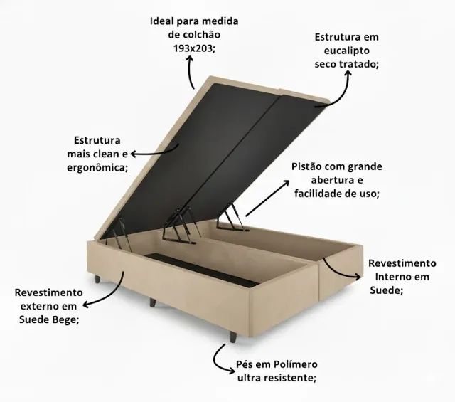 Base Box Bipartido 193x203cm - Foto 2