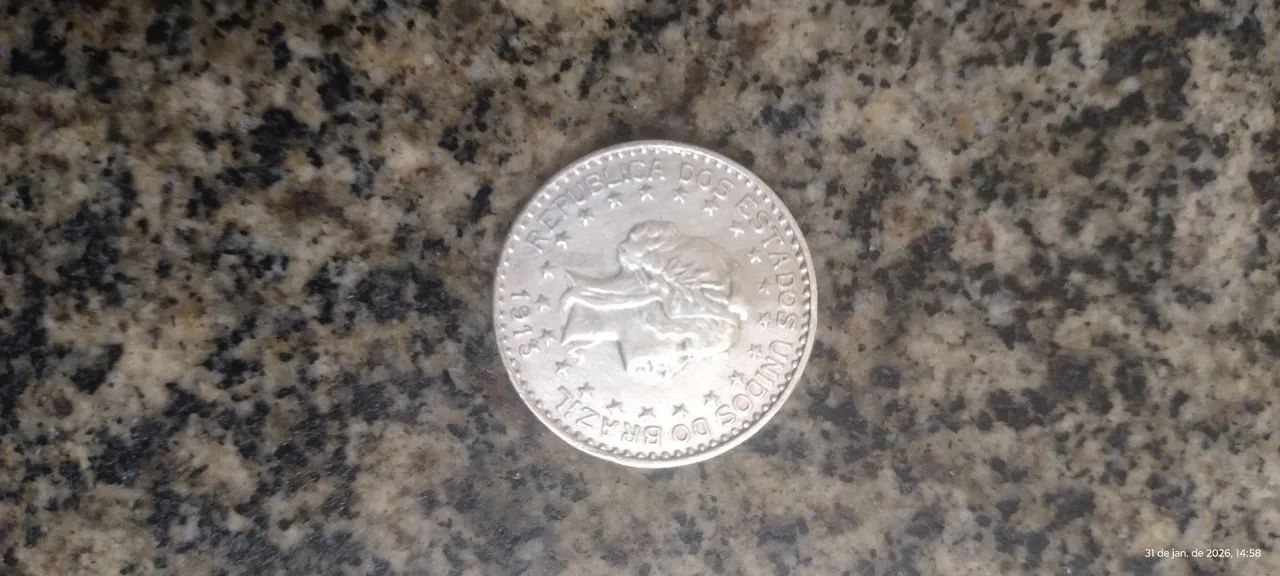 moeda ordem e progresso 1000 reis 1913 de prata  - Foto 2