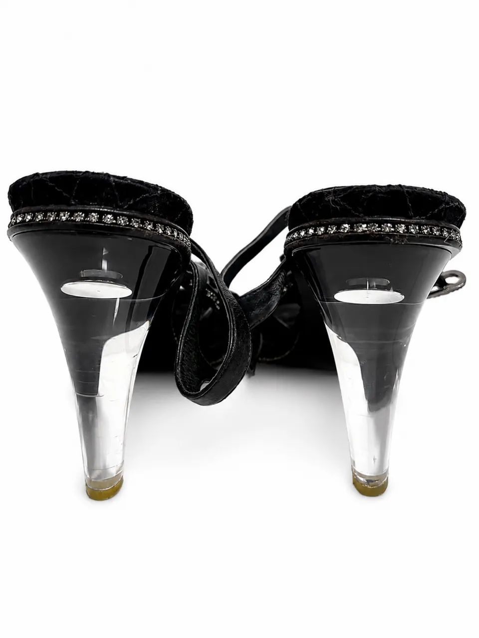 Sandália Chanel preta strass 39 - Foto 2