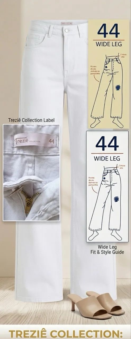 Calca jeans branca Wide leg 