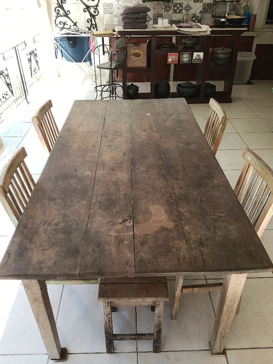Mesa de madeira de demolição  - Foto 4