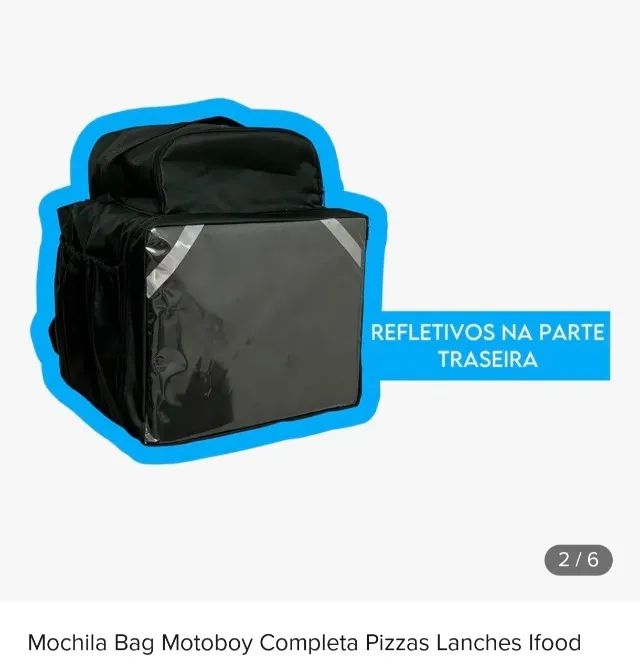 Bag de entregador laminada, reforçada e com ajuste peitoral (seminova) - Foto 2
