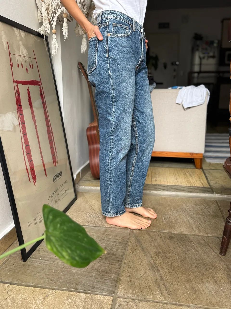 calça zara P jeans escuro  - Foto 5