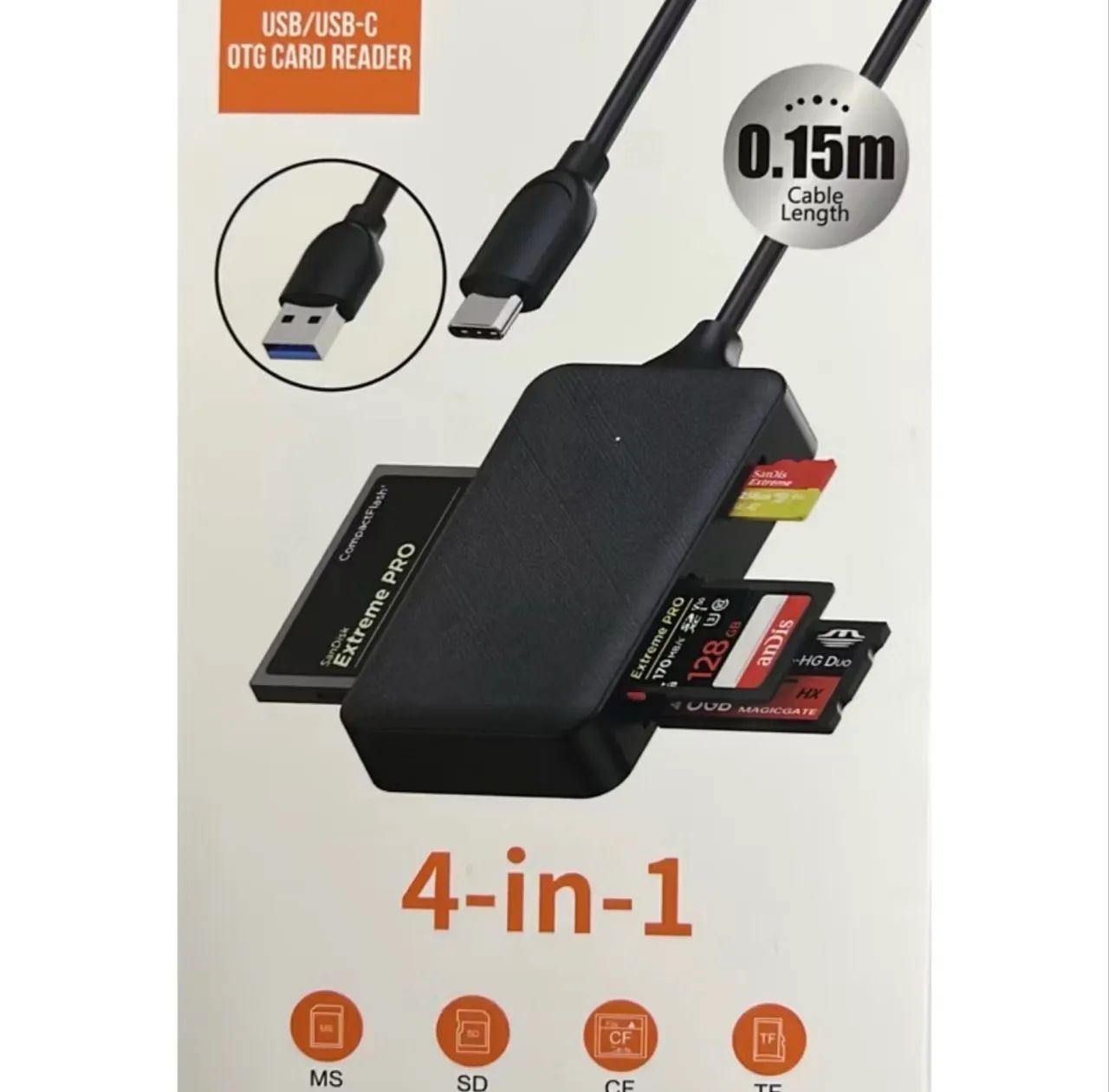 leitor de cartao TF CF SD MS  para usb 3.0 e type c