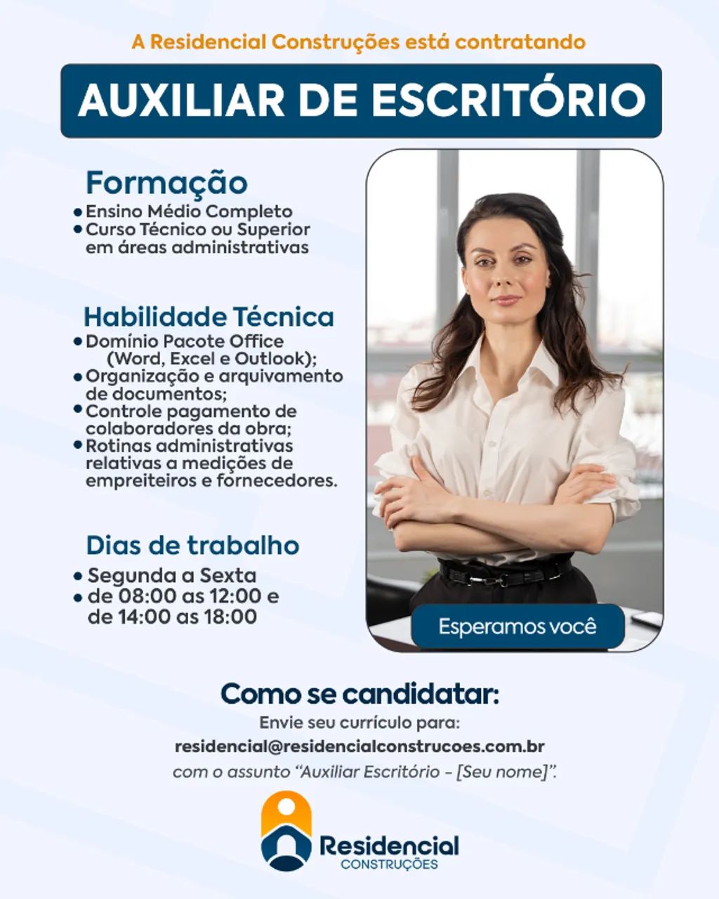 Auxiliar Administrativo para Construtora