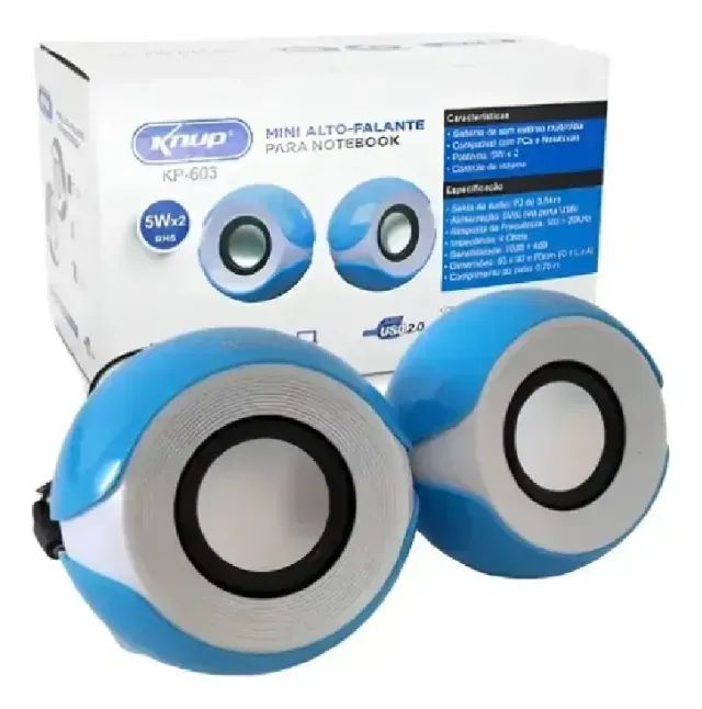Caixa de Som Portátil USB Altomex AL-3091 Para Notebook PC Azul