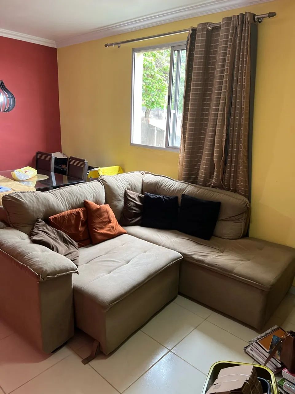 Sofá Retrátil em L de Veludo com 5 Lugares  - Foto 3