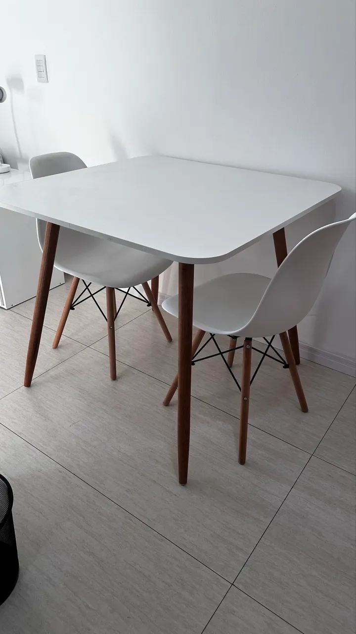 Mesa Quadrada Eames 80cm Com 2 Cadeiras Eames Eiffel Bistro - Foto 3