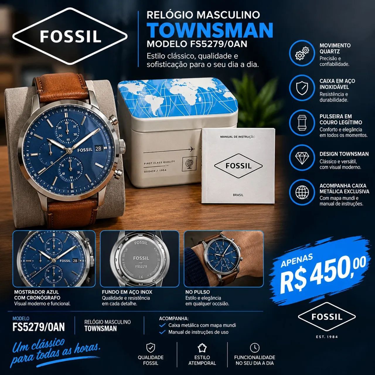 Relógio Fóssil Masculino 
