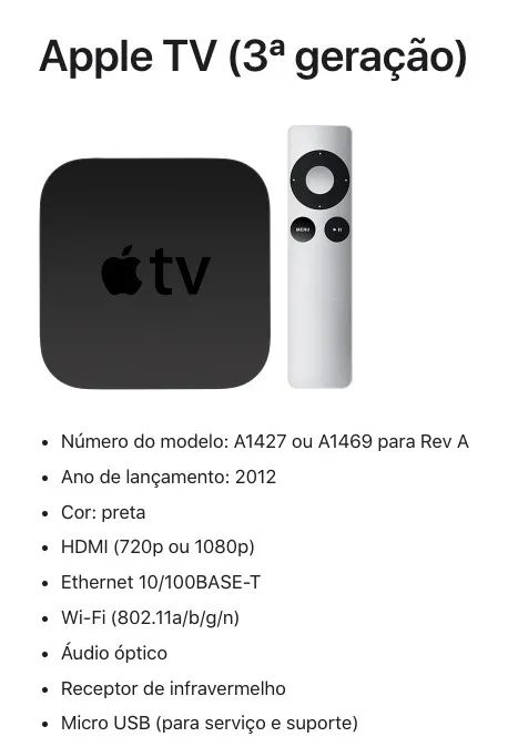 Apple TV 3ª geração Modelo A1469