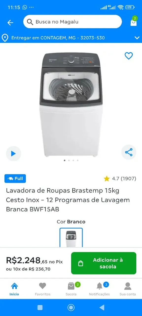 Máquina de lavar roupa 