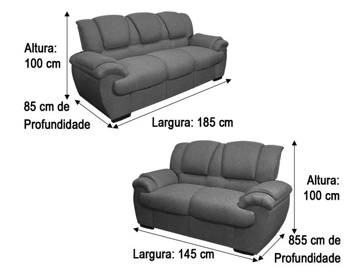 Sofá 2 e 3 Lugares Linho Cinza a88 - Foto 4