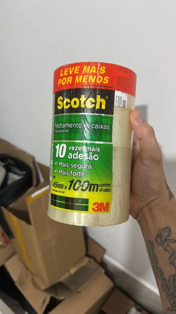 45 Fitas de Empacotamento Scotch 3M Transparente, 45mm x 100M 