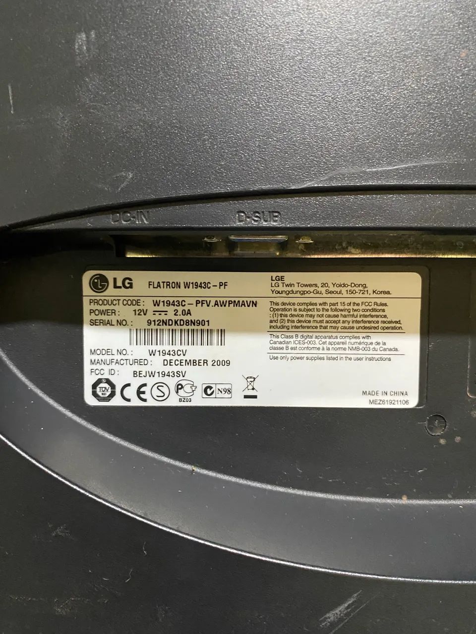 Monitor LED LG 18.5" Flatron W1943C - Funcionando com Marcas de Uso - Foto 4