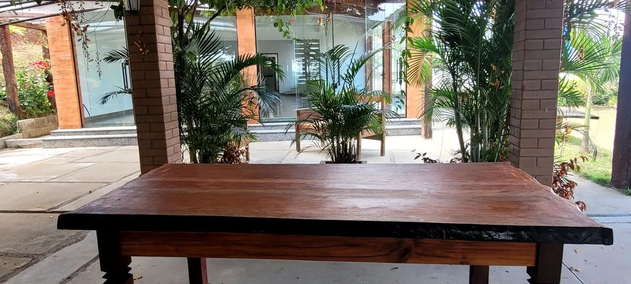 Mesa rústica de madeira maciça maciça - Foto 4