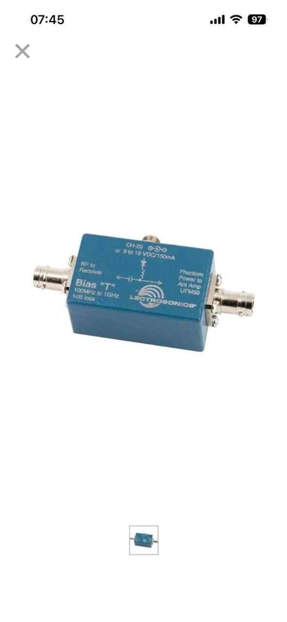 Lectrosonics Bias T inline Power Supply