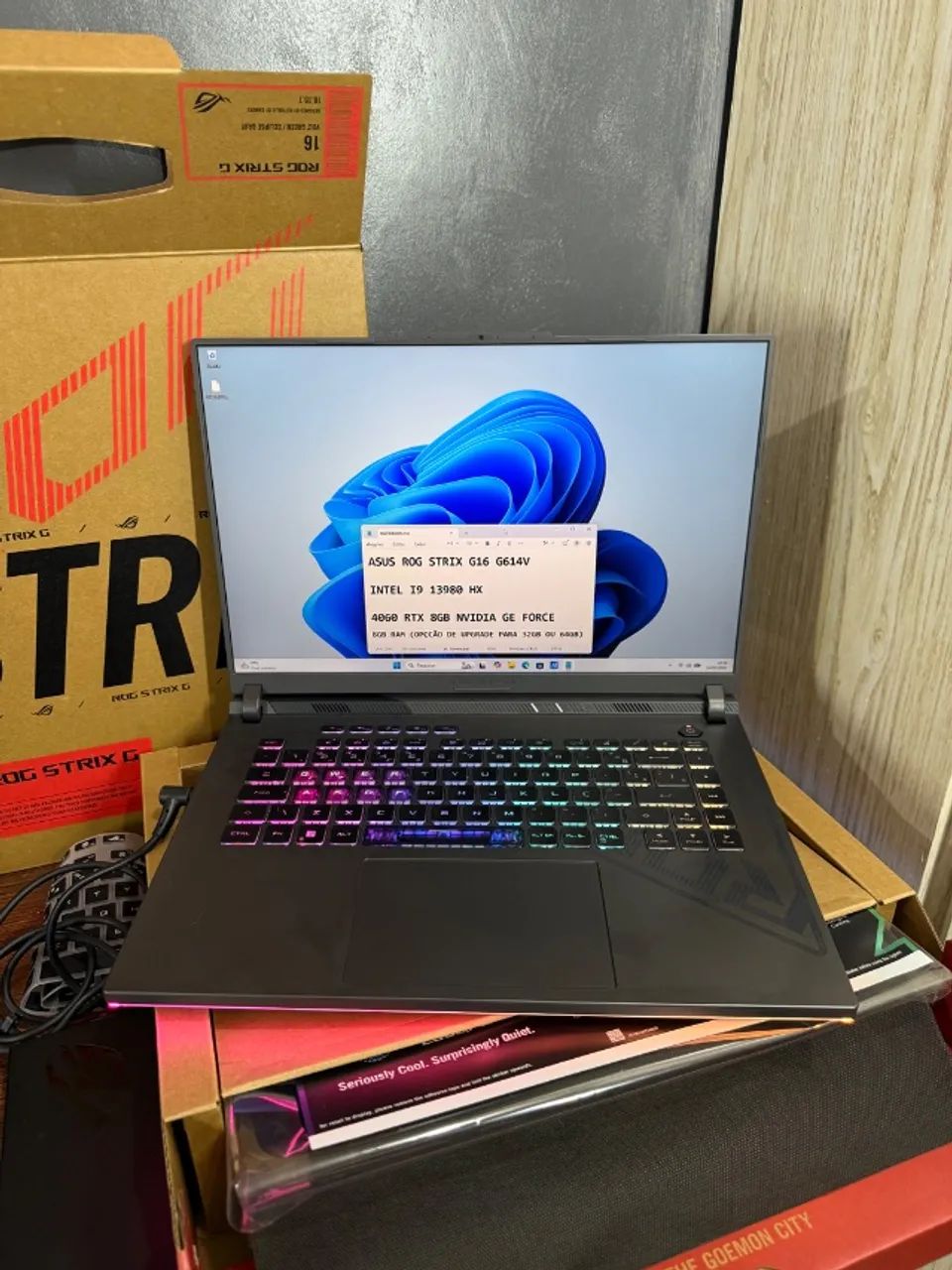 ROG STRIX G16 / I9 13ªg / 4060 RTX / NF / CAIXA