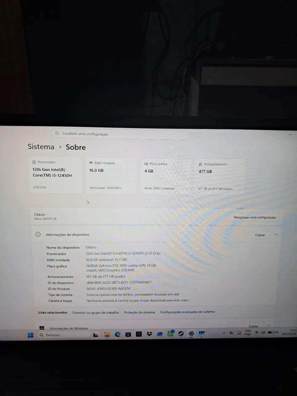 NOTEBOOK GAMER NITRO 5 - RTX 3050  - Foto 3