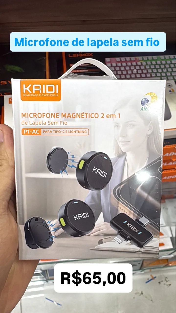 Microfone de lapela 2 em 1 - Entrega Rápida!!