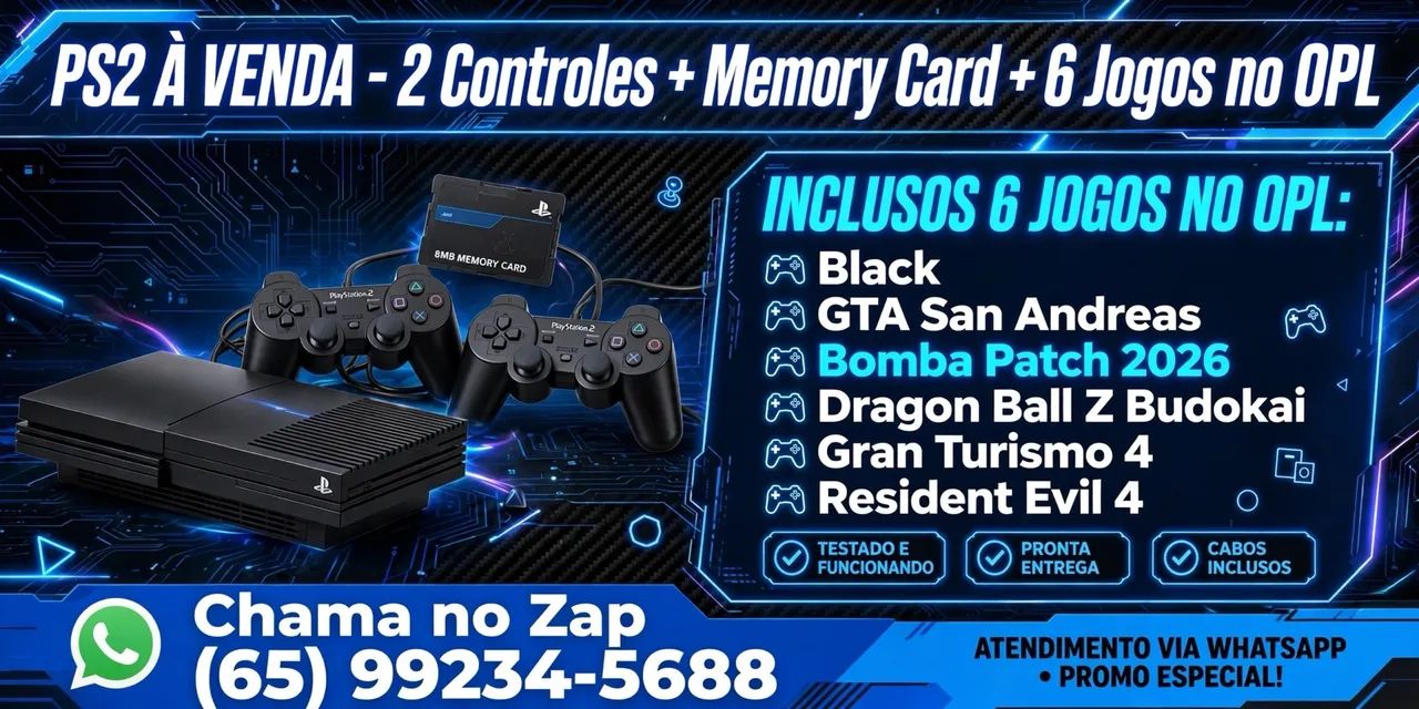 Ps2 completo com 2 controles e jogos 