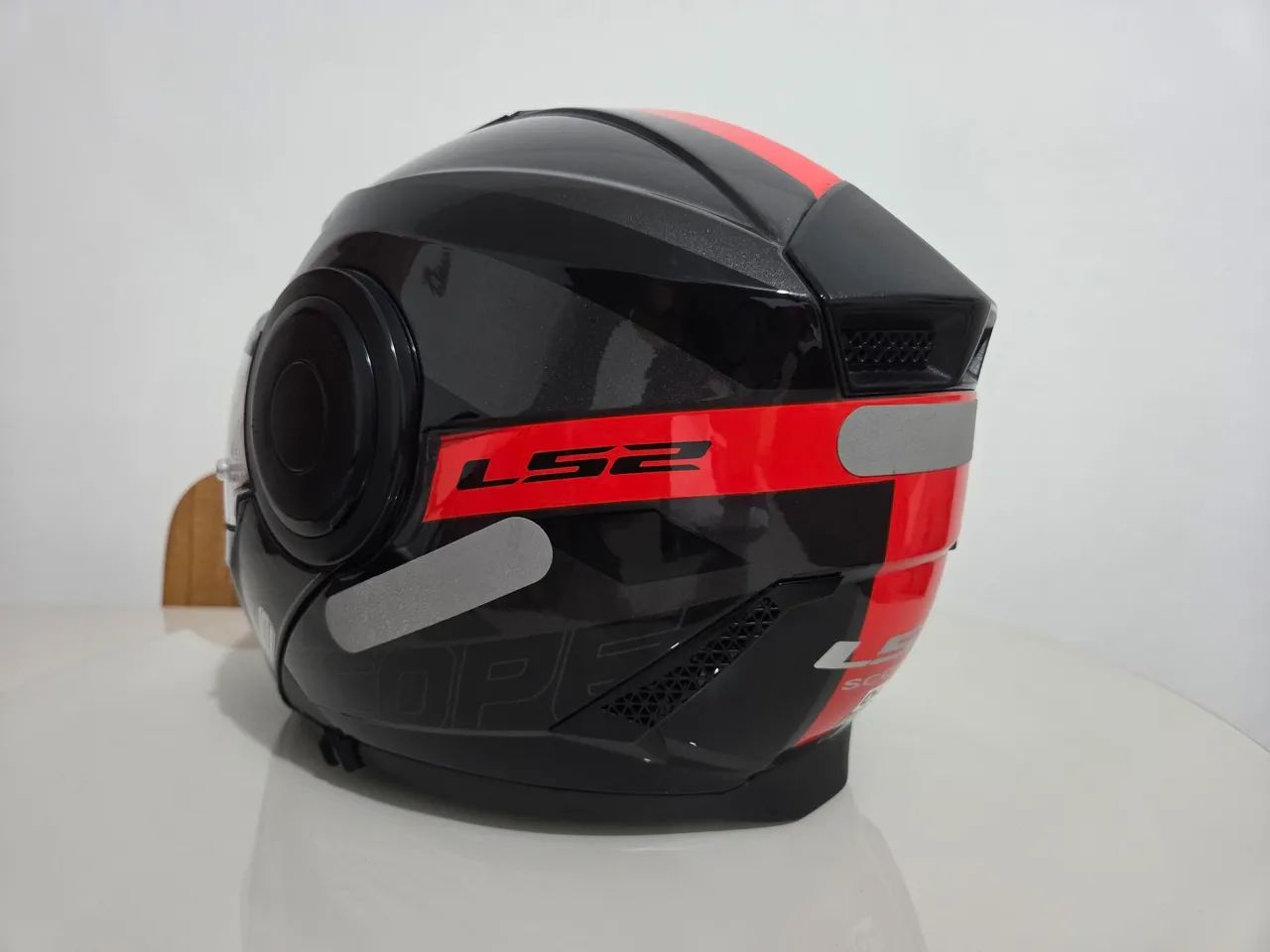 Capacete LS2 Scope FF902 Escamoteável Hamr Preto/Vermelho - Excelente Estado - Foto 2