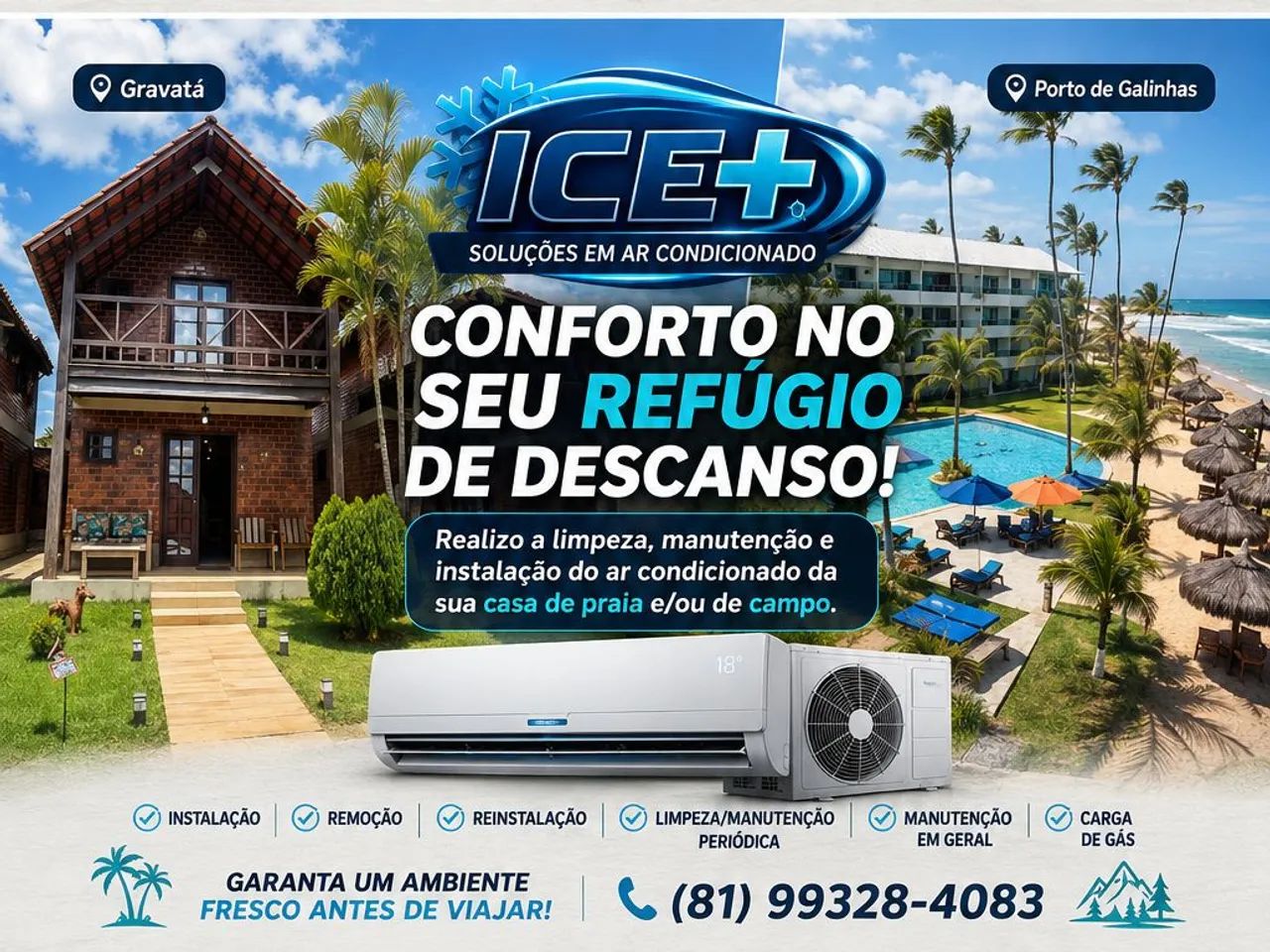 Limpeza e instalação ar condicionado split em Gravatá-Pe
