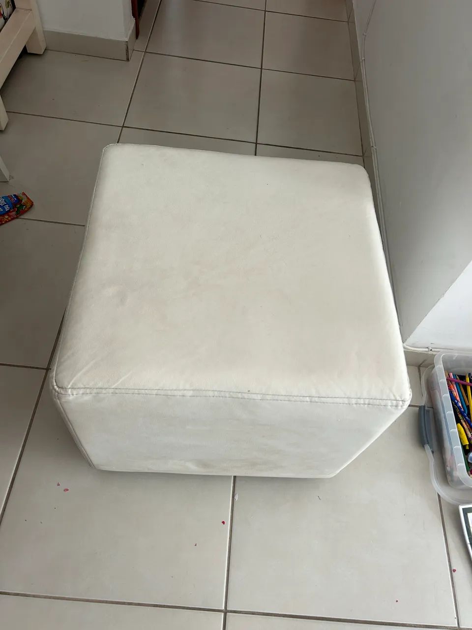 Puff branco 50x50 - corino 